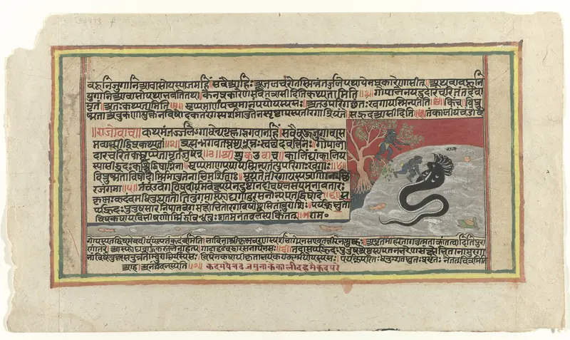 Krishna bestrijdt de slang Kaliya Wall Art by anonymous - High-Resolution Digital Print