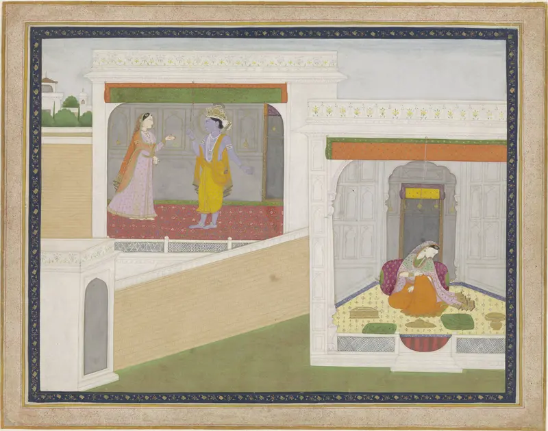 Krishna bezoekt Radha Wall Art by anonymous - High-Resolution Digital Print