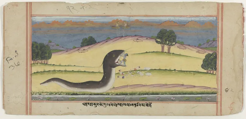Krishna doodt slang-demon Aghasura Wall Art by Unknown - High-Resolution Digital Print