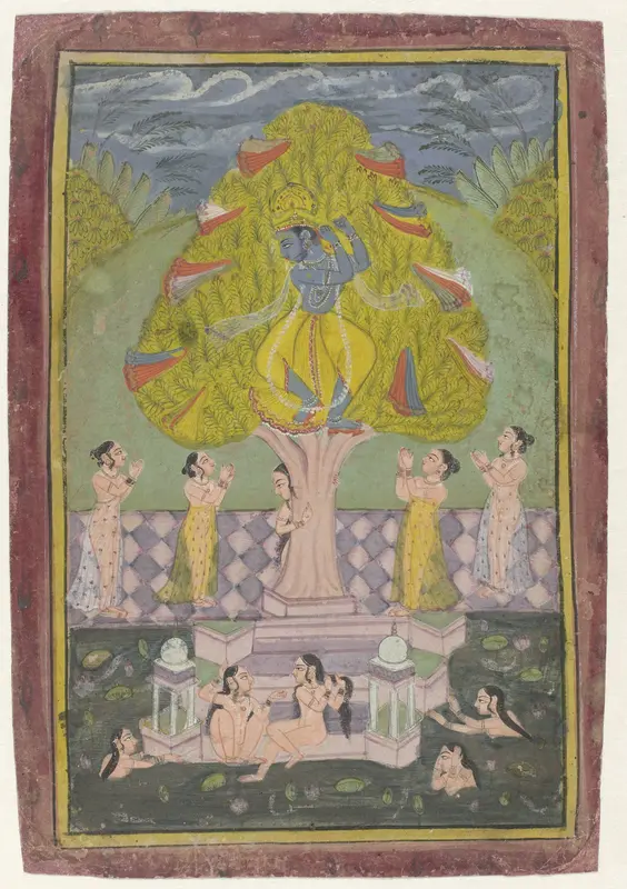 Krishna Stealing the Clothes of Gopis Wall Art by anonymous - High-Resolution Digital Print