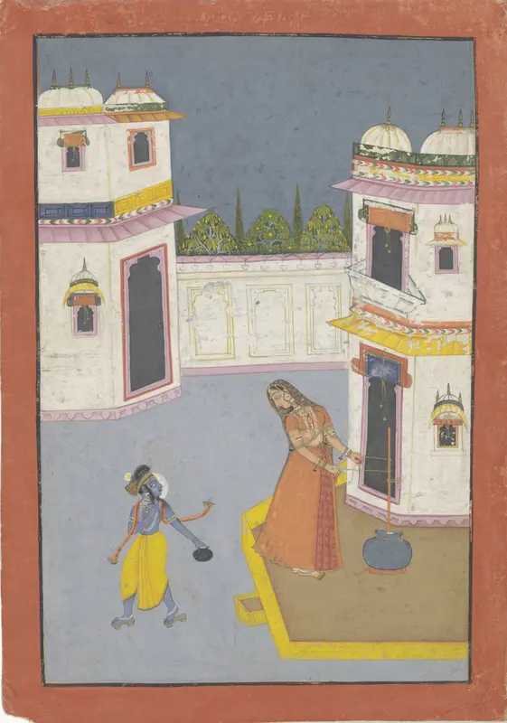 Krishna steelt boter van de karnende Yasoda Wall Art by anonymous - High-Resolution Digital Print
