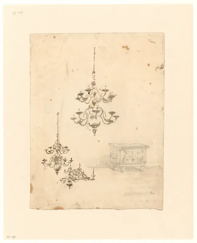 Kroonluchters en offerkist uit een kerk Wall Art by Johannes Bosboom - High-Resolution Digital Print