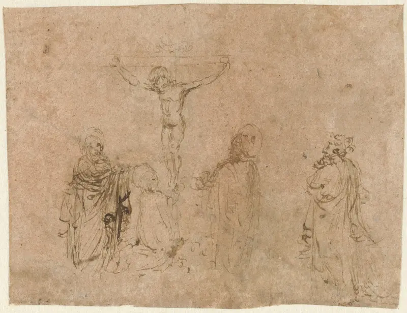 Kruisiging met vier figuren Wall Art by Unknown - High-Resolution Digital Print