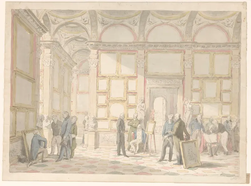 Kunstliefhebbers in een galerij Wall Art by Unknown - High-Resolution Digital Print