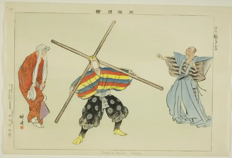 Kurama muko (Kyogen), from the series "Pictures of No Performances (Nogaku Zue)"