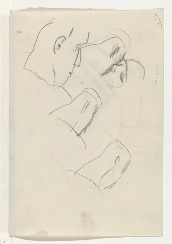 Kussend stel en drie mannenhoofden Wall Art by Leo Gestel - High-Resolution Digital Print