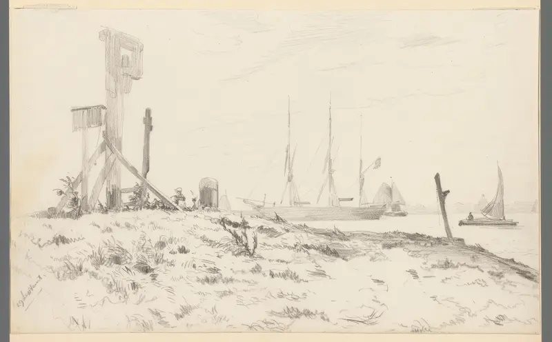 Kust met seinpaal en schepen Wall Art by Willem Anthonie van Deventer - High-Resolution Digital Print