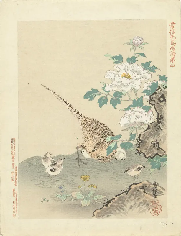 Kwartel met kuikens Wall Art by Aoki Kôsaburô - High-Resolution Digital Print