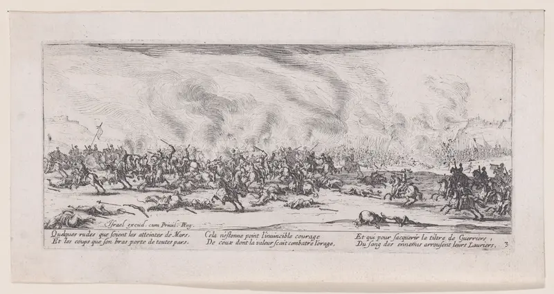 La Bataille (The Battle), from Les Misères et les Mal-Heures de la Guerre (The Miseries and Misfortunes of War), plate 3 Wall Art by Jacques Callot - High-Resolution Digital Print