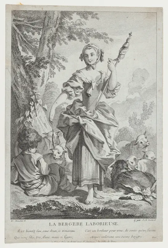 La Bergère Laborieuse Wall Art by François Boucher - High-Resolution Digital Print