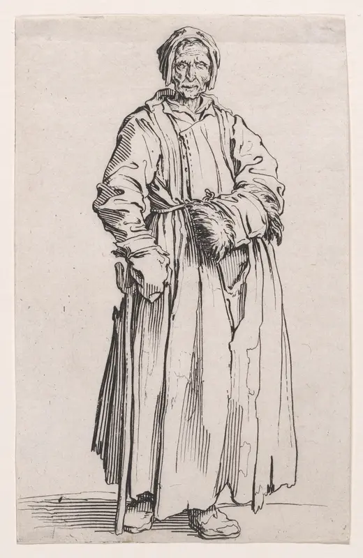 La Borgnesse (The Woman with One Eye), from "Les Gueux suite appelée aussi Les Mendiants, Les Baroni, ou Les Barons" (The Beggars, also called the Barons) Wall Art by Jacques Callot - High-Resolution Digital Print