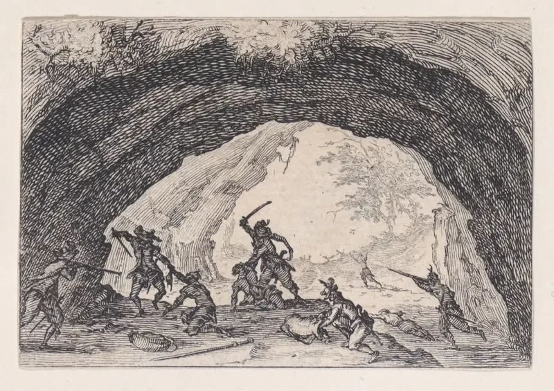La Caverne de Brigands (The Cave of Thieves), from "Les Caprices" Series A, The Florence Set Wall Art by Jacques Callot - High-Resolution Digital Print