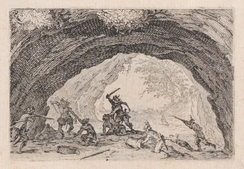 La Caverne de Brigands (The Cave of Thieves), from "Les Caprices" Series B, The Nancy Set Wall Art by Jacques Callot - High-Resolution Digital Print