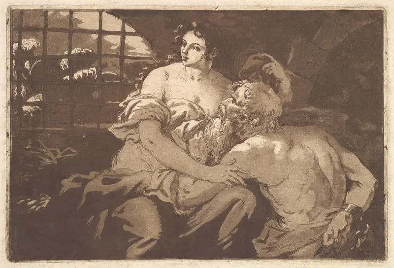 La charité romain (Roman Charity), in an album containing Recueil de Compositions par Lagrenée Le Jeune (Collection of Compositions by Lagrenée the Younger) Wall Art by Jean Jacques Lagrenée - High-Resolution Digital Print