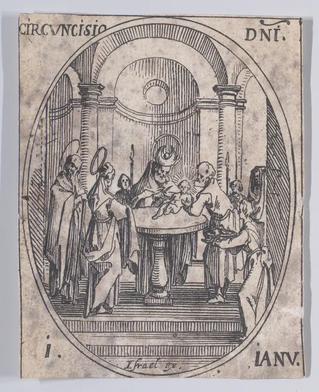 La Circoncision de Jésus-Christ (The Circumcision of Christ), January 1st, from "Les Images De Tous Les Saincts et Saintes de L'Année" (Images of All of the Saints and Feast Days of the Year) Wall Art by Jacques Callot - High-Resolution Digital Print