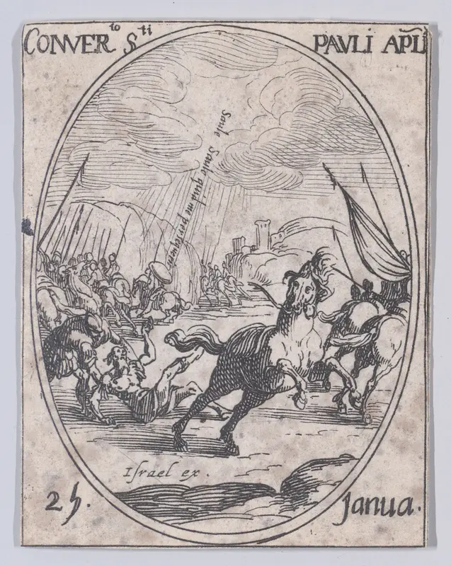 La Conversion de S. Paul (The Conversion of St. Paul), January 25th, from "Les Images De Tous Les Saincts et Saintes de L'Année" (Images of All of the Saints and Feast Days of the Year) Wall Art by Jacques Callot - High-Resolution Digital Print