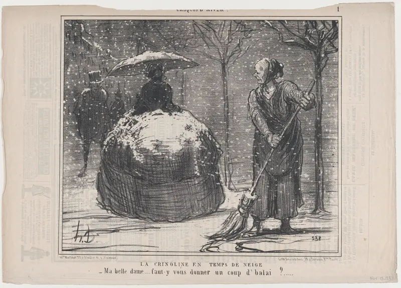 La crinoline en temps de neige, from Croquis d'Hiver, published in Le Charivari, November 13, 1858 Wall Art by Honoré Daumier - High-Resolution Digital Print