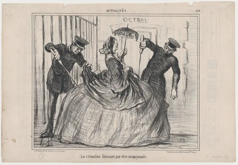 La crinoline finissant par être soupçonnée, from Actualités, published in Le Charivari, July 4, 1857 Wall Art by Honoré Daumier - High-Resolution Digital Print