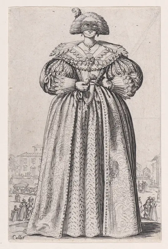 La Dame au Masque (The Lady with a Mask), from "La Noblesse" (The Nobility) Wall Art by Jacques Callot - High-Resolution Digital Print