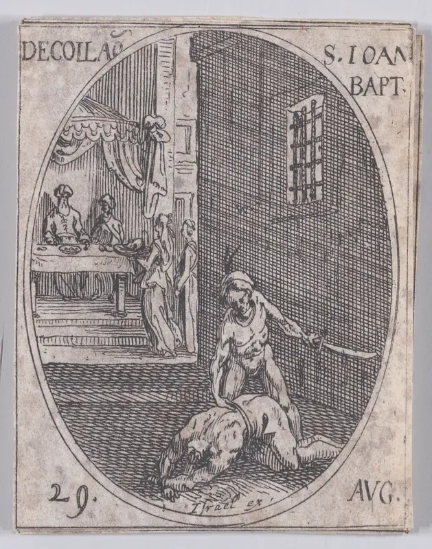 La Décollation de S. Jean Baptiste (The Beheading of St. John the Baptist), August 29th, from "Les Images De Tous Les Saincts et Saintes de L'Année" (Images of All of the Saints and Religious Events of the Year) Wall Art by Jacques Callot - High-Resolution Digital Print