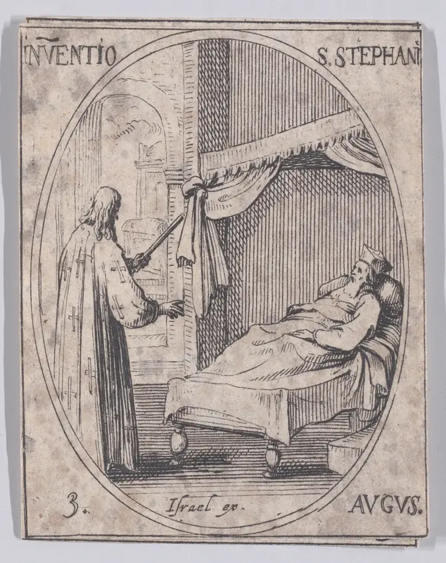 La Découverte du Corps de Saint Etienne (The Discovery of the Relics of St. Stephen), August 3rd, from "Les Images De Tous Les Saincts et Saintes de L'Année" (Images of All of the Saints and Religious Events of the Year) Wall Art by Jacques Callot - High-Resolution Digital Print