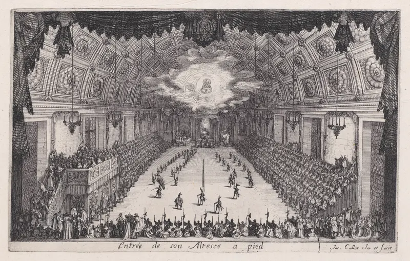 La Défilé a Pied (The Parade on Foot), from "Le Combat a la Barrière" Wall Art by Jacques Callot - High-Resolution Digital Print