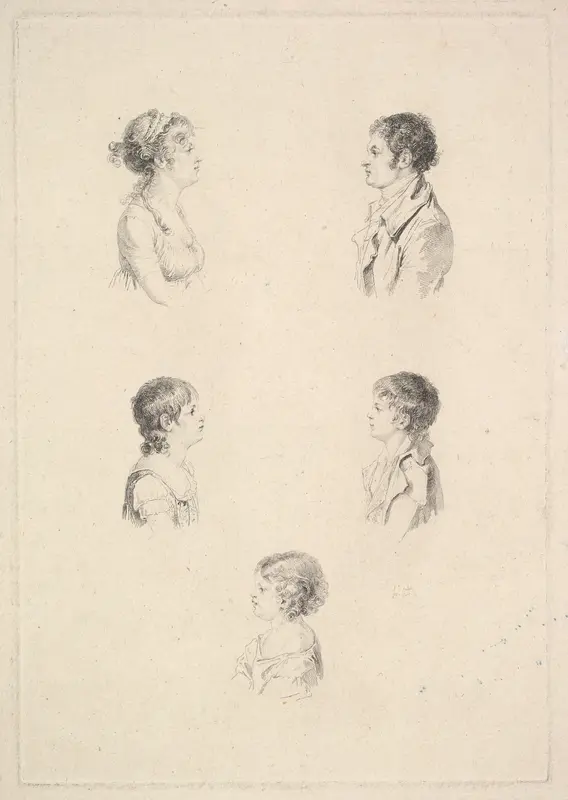 La Famille Renouard (The Renouard Family) Wall Art by Augustin de Saint-Aubin - High-Resolution Digital Print