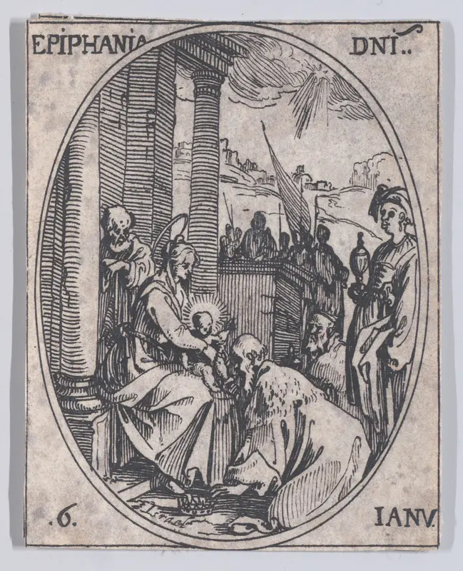 La Fête de l'Epiphanie (The Epiphany), January 6th, from "Les Images De Tous Les Saincts et Saintes de L'Année" (Images of All of the Saints and Feast Days of the Year) Wall Art by Jacques Callot - High-Resolution Digital Print