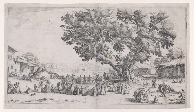 La Fiore de Gondreville pièce appelée aussi La Fête du Village, La Petite Foire, Le Bal Champêtre, Le Jeu de Boules (The Fair at Gondreville also called The Village Festival, The Little Fair, The Country Dance, The Game of Bowls) Wall Art by Jacques Callot - High-Resolution Digital Print