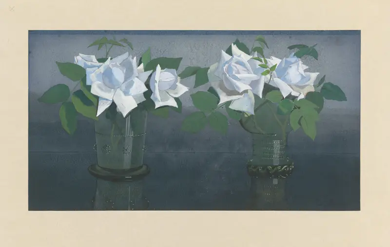 La France-rozen in twee glazen Wall Art by Jan Voerman (1857-1941) - High-Resolution Digital Print