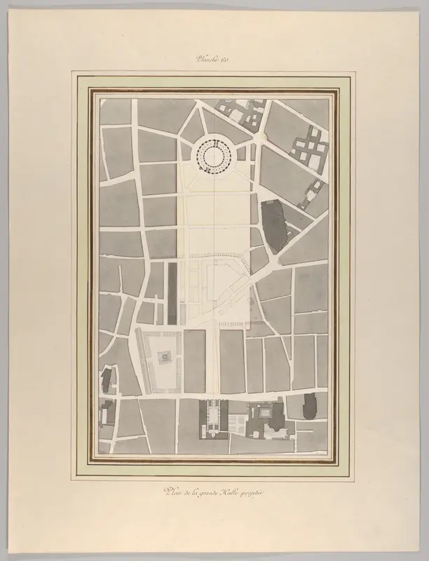 La Halle aux Blés, Street Plan Wall Art by Pierre François Léonard Fontaine - High-Resolution Digital Print