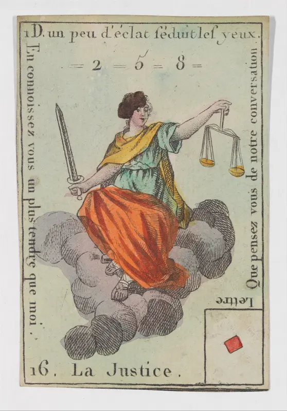 La Justice, from the playing cards (for quartets) "Costumes des Peuples Étrangers" Wall Art by Anonymous, French, 18th century - High-Resolution Digital Print