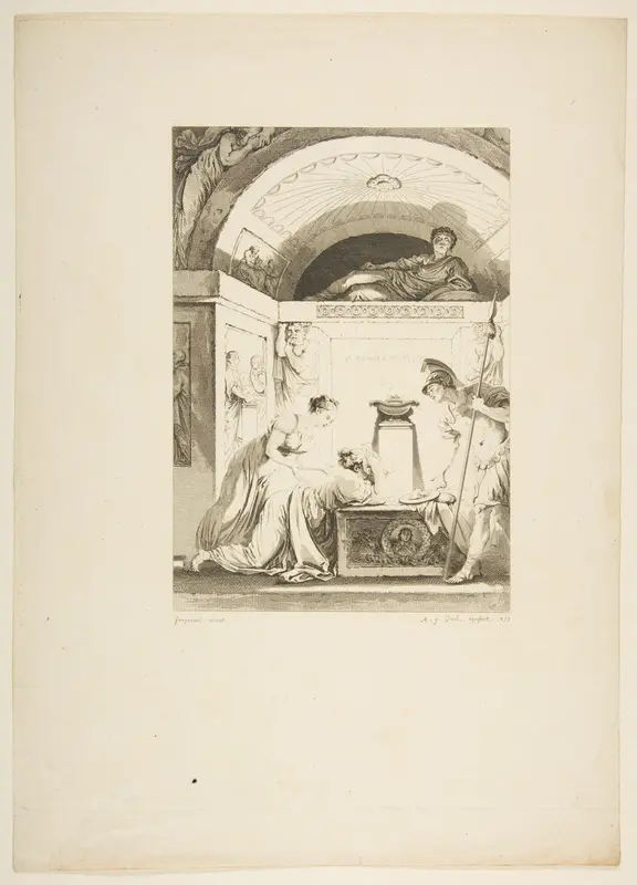 La Matrone d'Ephese, from "Contes et nouvelles en vers par Jean de La Fontaine. A Paris, de l'imprimerie de P. Didot, l'an III de la République, 1795" Wall Art by Jean-Louis Delignon - High-Resolution Digital Print