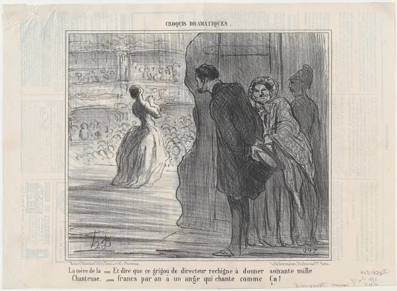 La mère de la chanteuse, from Croquis Dramatiques, published in Le Charivari, december 27, 1856 Wall Art by Honoré Daumier - High-Resolution Digital Print