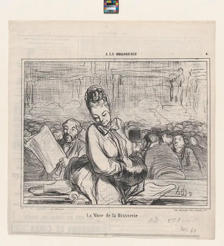 La Muse de la Brasserie, from "A la Brasserie" Wall Art by Honoré Daumier - High-Resolution Digital Print