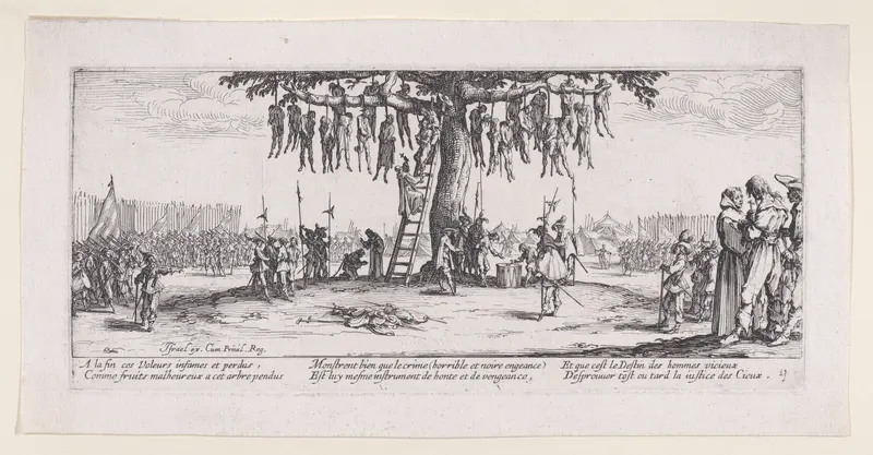 La Pendaison (The Hanging), from Les Misères et les Mal-Heures de la Guerre (The Miseries and Misfortunes of War), plate 11 Wall Art by Jacques Callot - High-Resolution Digital Print