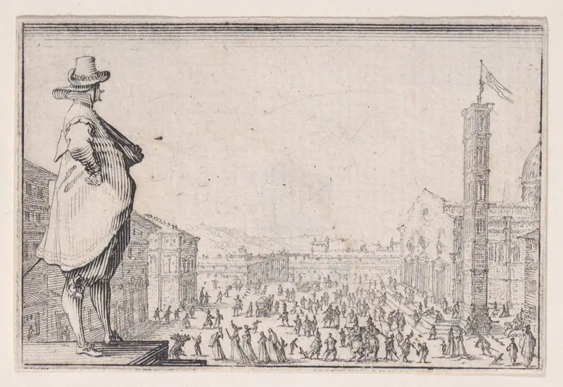 La Place du Dome a Florence (Piazza del Duomo in Florence), from Les Caprices Series A, The Florence Set Wall Art by Jacques Callot - High-Resolution Digital Print