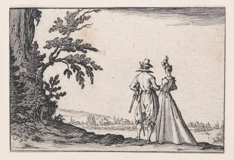 La Promenade (The Walk), from "Les Caprices" Series A, The Florence Set Wall Art by Jacques Callot - High-Resolution Digital Print