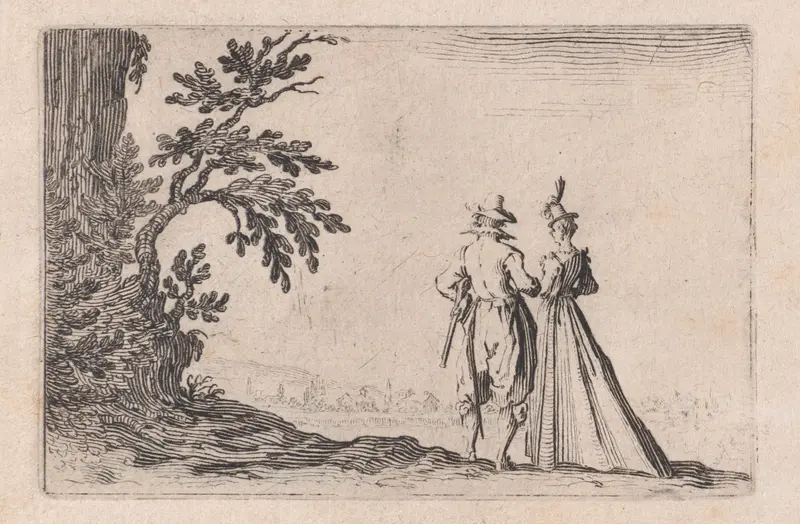 La Promenade (The Walk), from "Les Caprices" Series B, The Nancy Set Wall Art by Jacques Callot - High-Resolution Digital Print