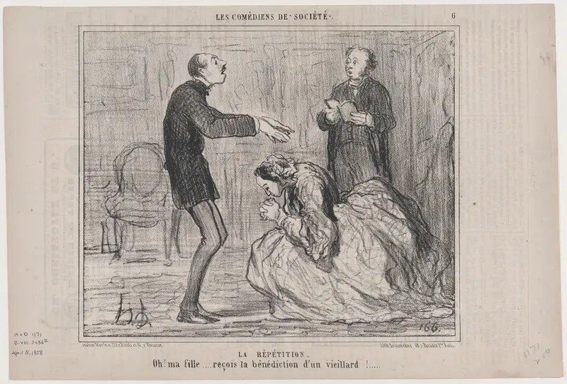 La Répétition, from "Les Comediens de Société" Wall Art by Honoré Daumier - High-Resolution Digital Print
