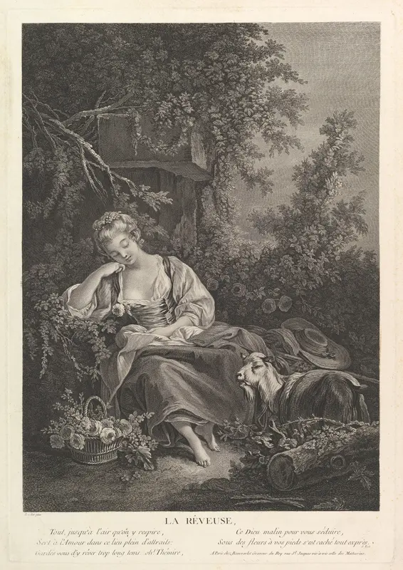 La Rêvuse (The Dream) Wall Art by Jacques Firmin Beauvarlet - High-Resolution Digital Print