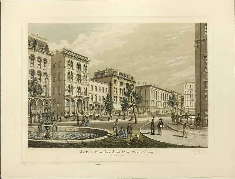 La Salle Street from Court House Square, Chicago, in the Year 1865