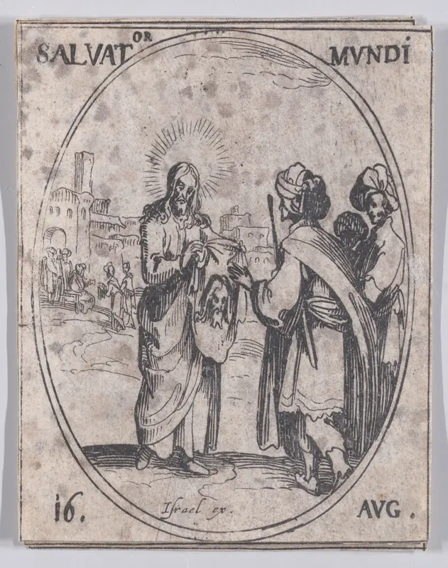 La Sauveur du Monde (Salvator Mundi), August 16th, from "Les Images De Tous Les Saincts et Saintes de L'Année" (Images of All of the Saints and Religious Events of the Year) Wall Art by Jacques Callot - High-Resolution Digital Print