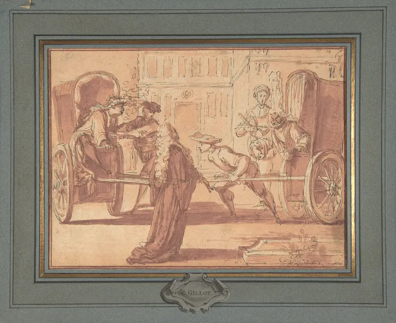 La scène des deux carrosses Wall Art by Claude Gillot - High-Resolution Digital Print