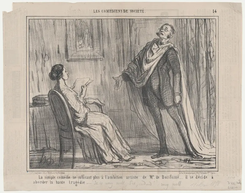 La simple comédie ne suffisant plus à l'ambition artiste de Mr. de Boisfumé..., from Les Comédiens de Société, published in Le Charivari, May 11, 1858 Wall Art by Honoré Daumier - High-Resolution Digital Print