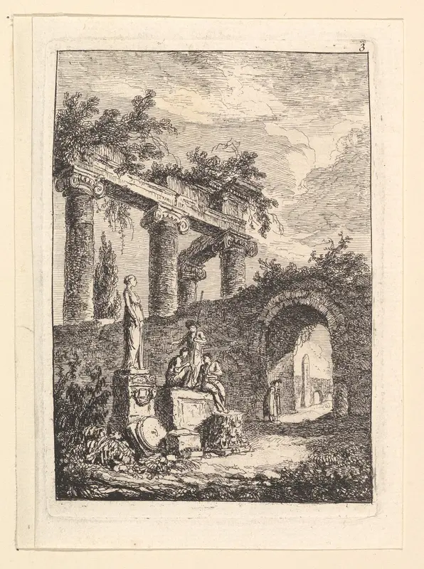 La Statue en Avant les Ruines Wall Art by Hubert Robert - High-Resolution Digital Print