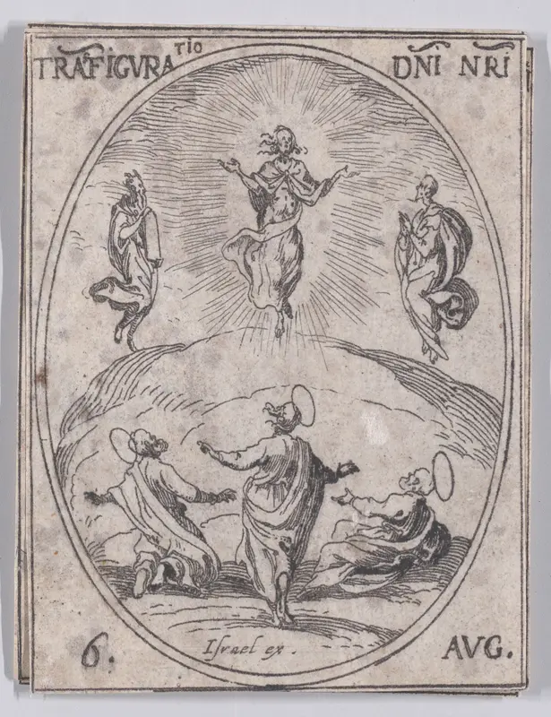 La Transfiguration de Notre-Seigneur (The Transfiguration of Christ), August 6th, from "Les Images De Tous Les Saincts et Saintes de L'Année" (Images of All of the Saints and Religious Events of the Year) Wall Art by Jacques Callot - High-Resolution Digital Print