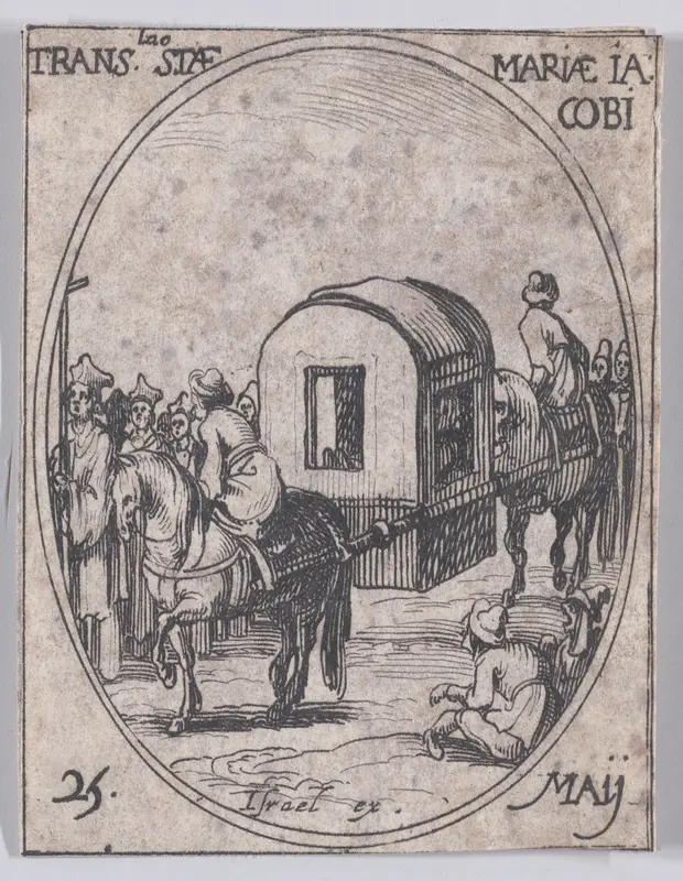 La Translation de Ste. Marie, Mère de S. Jacques (The Translation of St. Mary, Mother of St. James), May 25th, from "Les Images De Tous Les Saincts et Saintes de L'Année" (Images of All of the Saints and Religious Events of the Year) Wall Art by Jacques Callot - High-Resolution Digital Print