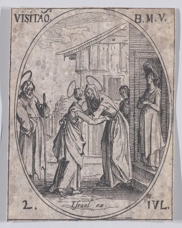 La Visitation de la Sainte Vierge (The Visitation), July 2nd, from "Les Images De Tous Les Saincts et Saintes de L'Année" (Images of All of the Saints and Religious Events of the Year) Wall Art by Jacques Callot - High-Resolution Digital Print