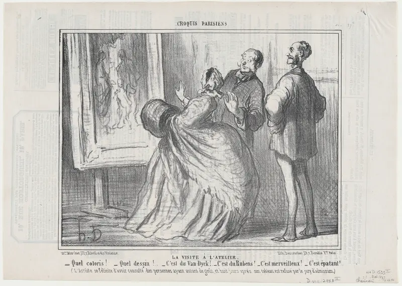 La Visite à l'Atelier, from Croquis Parisiens, published in Le Charivari, May 22, 1857 Wall Art by Honoré Daumier - High-Resolution Digital Print